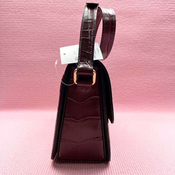 COACH Studio Croc Embossed Leather Crossbody Shoulder Bag in Wine NWT - Picture 5 of 11